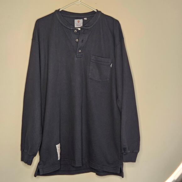 Tyndale FRMC Fire Retardant Long Sleeve Henley Shirt, Navy, Sz XL - Picture 1 of 6